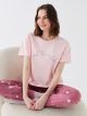 Women's Crew Neck Printed Pajamas Set