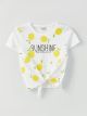 Poncho Crew Neck Printed Short Sleeve Girls' Crop T-Shirt