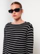 Crew Neck Striped Long Sleeve Women's T-shirt