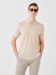 Polo Neck Short Sleeve Linen Blended Men's T-Shirt