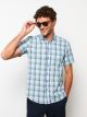 Regular Fit Short Sleeve Plaid Poplin Men's Shirt