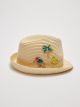 Patch Detail Girl's Straw Fedora Hat