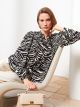 Crew Neck Patterned Long Sleeve Viscose Women's Shirt