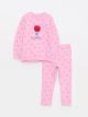 Crew Neck Long Sleeve Printed Baby Girl Sweatshirt and Tights 2-Pack Set