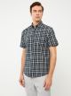 Regular Fit Short Sleeve Chequered Poplin Shirt