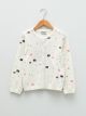 Crew Neck Patterned Long Sleeve Girl Tricot Cardigan