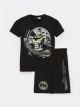 Crew Neck Batman Printed Short Sleeve Boy T-Shirt and Shorts