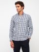 Regular Fit Long Sleeve Plaid Gabardine Men's Shirt