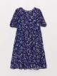 Crew Neck Patterned Short Sleeve Girl Dress