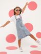 Square Neck Basic Strappy Girl Jean Bib and Brace Dress