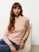 Frilly Stand Up Collar Straight Long Sleeve Women's Knitwear Sweater