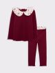 Bebe Collar Long Sleeve Printed Baby Girl Sweatshirt and Trousers 2-Pack Set