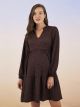 V Neck Patterned Long Sleeve Crinkle Maternity Dress