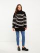 Half Turtleneck Striped Long Sleeve Women's Knitwear Tunic