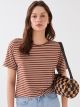 Women's Crew Neck Striped Short Sleeve T-Shirt