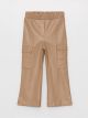 Leather Look Baby Girl Cargo Pants