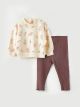 Crew Neck Long Sleeve Printed Organic Cotton Baby Girl Sweatshirt and Tights 2-Pack Set