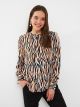 Crew Neck Patterned Long Sleeve Maternity Blouse