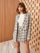 Plaid Long Sleeve Tweed Women's Blazer Jacket