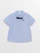 Short Sleeve Embroidery Detailed Baby Boy Shirt and Bow Tie 2-Pack Set