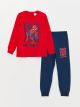 Crew Neck Spiderman Printed Long Sleeve Boy Pajama Set