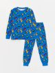 Crew Neck Printed Long Sleeve Boy Pajama Set