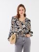 Women's V-Neck Floral Long Sleeve Blouse