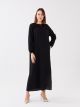 Crew Neck Straight Long Sleeve A-Line Linen Look Women's Dress