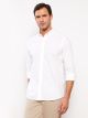 Regular Fit Long Sleeve Linen-Blend Men's Shirt