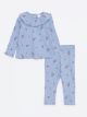 Crew Neck Long Sleeve Patterned Baby Girl Sweatshirt and Tights 2-Pack Set