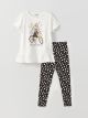 Crew Neck Printed Short Sleeve Girls T-Shirt and Tights