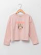 Crew Neck Printed Long Sleeve Cotton Girl T-shirt