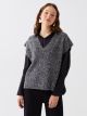 V-Neck Plain Oversize Women's Knitwear Sweater