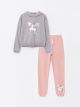 Printed Long Sleeve Girls' Sweatshirt and Tights 2-Pack Set