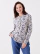 Ladies Collar Floral Long Sleeve Blouse