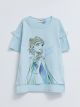 Crew Neck Elsa Printed Short Sleeve Girls T-Shirt