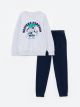 Crew Neck Printed Long Sleeve Boy Sweatshirt and Sweatpants