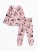 Crew Neck Long Sleeve Minnie Mouse Printed Baby Girl Pajama Set