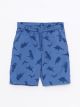 Elastic Waist Patterned Gabardine Boy Shorts