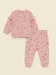 Crew Neck Long Sleeve Printed Cotton Baby Girl Sweatshirt and Trousers 2-Pack Set