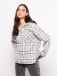 Hooded Plaid Long Sleeve Flannel Oversize Women Lumberjack Shirt Jacket