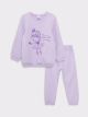 Crew Neck Long Sleeve Printed Baby Girl Sweatshirt and Trousers 2-Pack Set