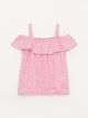 Square Collar Patterned Short Sleeve Girls T-Shirt