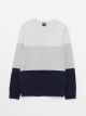 Crew Neck Long Sleeve Boy Tricot Sweater with Color Block