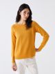 Crew Neck Self Patterned Long Sleeve Women's Tricot Sweater