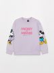 Crew Neck Disney Printed Long Sleeve Girl's Sweatshirt