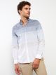 Regular Fit Long Sleeve Striped Poplin Men's Shirt