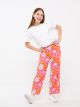 Elastic Waist Patterned Wide Leg Girl Trousers