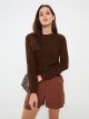 Crew Neck Self Patterned Long Sleeve Women's Tricot Sweater