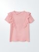 Crew Neck Scalloped Detailed Short Sleeve Girls T-Shirt